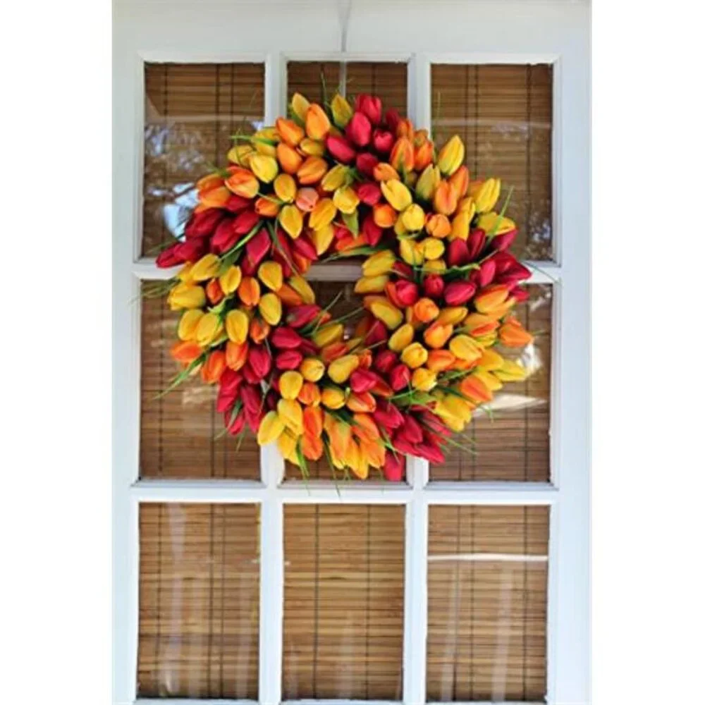 Blush Tulip Front Door Wreath Gorgeous Full Spring Door Wreath, 19 Inch
